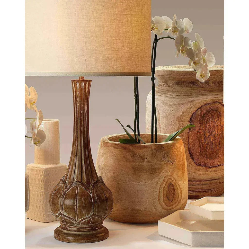 Coastal Style Brown Paulownia Wood Brea Wooden Vase - LOOMLAN - Jamie Young - Vases & Jars