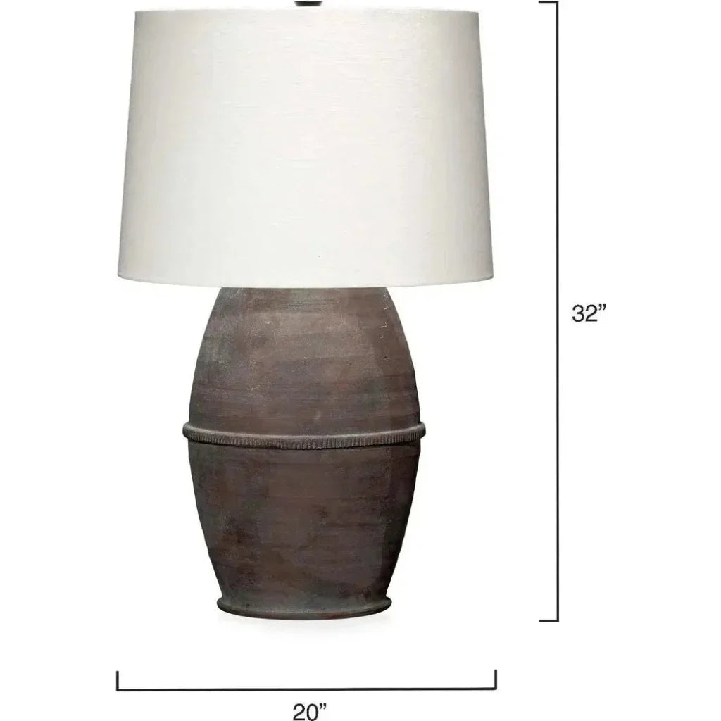 Coastal Style Dark Grey Ceramic Antiquity Table Lamp - LOOMLAN - Jamie Young - Table Lamps