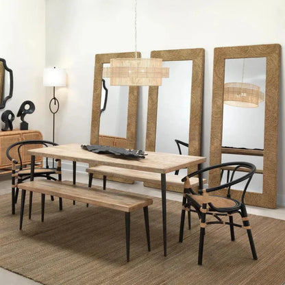 Coastal Style Natural Seagrass Harbor Floor Wall Mirror-Floor Mirrors-Jamie Young-LOOMLAN