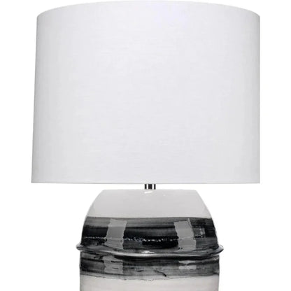 Coastal Style White Ceramic Horizon Striped Table Lamp - LOOMLAN - Jamie Young - Table Lamps