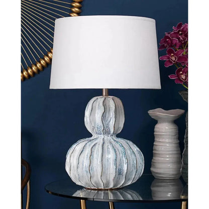 Coastal Style White Ceramic Oceana Gourd Table Lamp - LOOMLAN - Jamie Young - Table Lamps