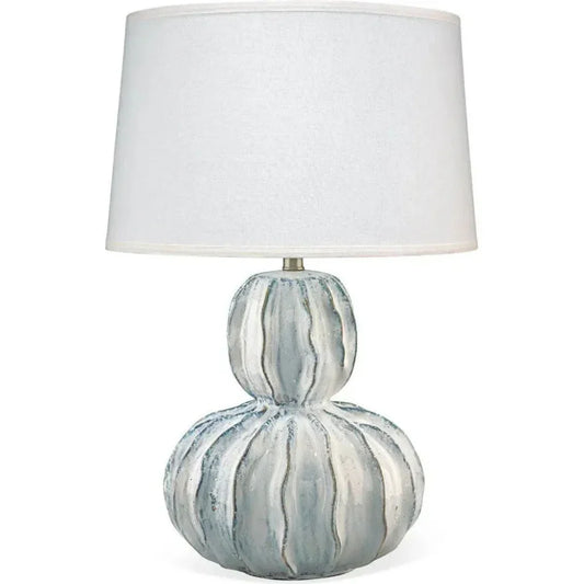 Coastal Style White Ceramic Oceana Gourd Table Lamp - LOOMLAN - Jamie Young - Table Lamps
