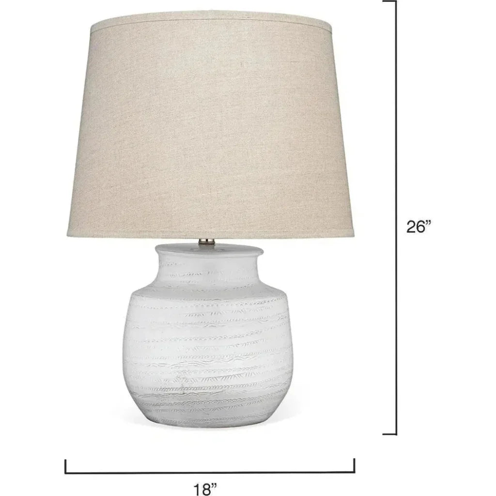 Coastal Style White Ceramic Trace Table Lamp - LOOMLAN - Jamie Young - Table Lamps