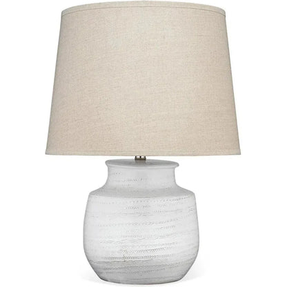 Coastal Style White Ceramic Trace Table Lamp - LOOMLAN - Jamie Young - Table Lamps