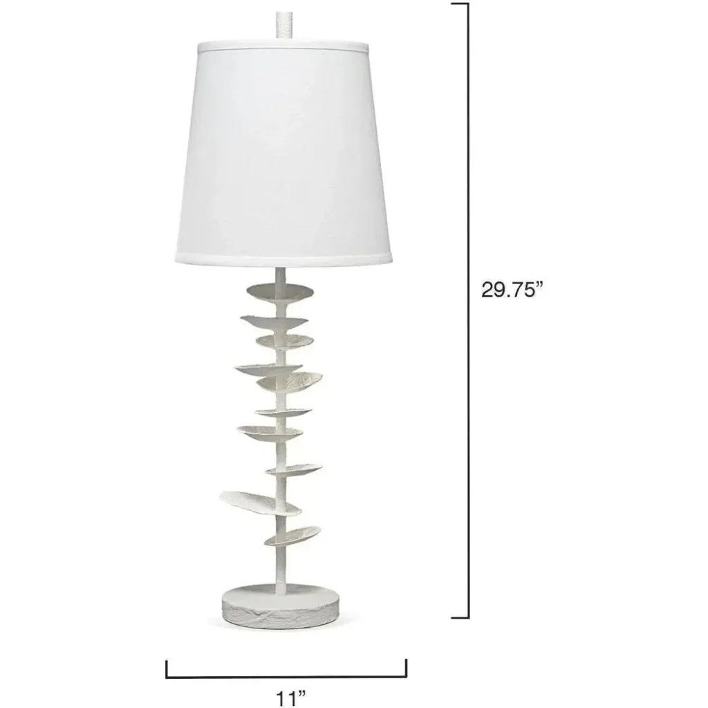 Coastal Style White Gesso Petals Table Lamp - LOOMLAN - Jamie Young - Table Lamps