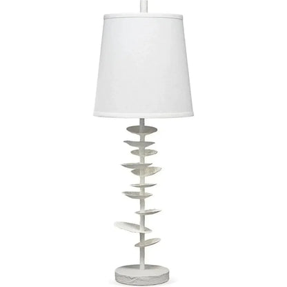Coastal Style White Gesso Petals Table Lamp - LOOMLAN - Jamie Young - Table Lamps