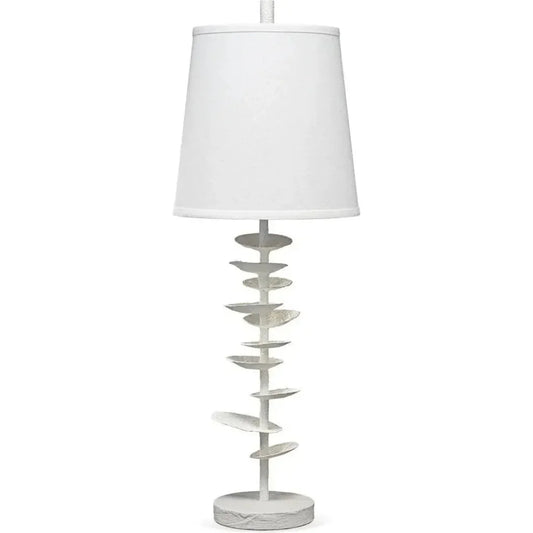 Coastal Style White Gesso Petals Table Lamp - LOOMLAN - Jamie Young - Table Lamps