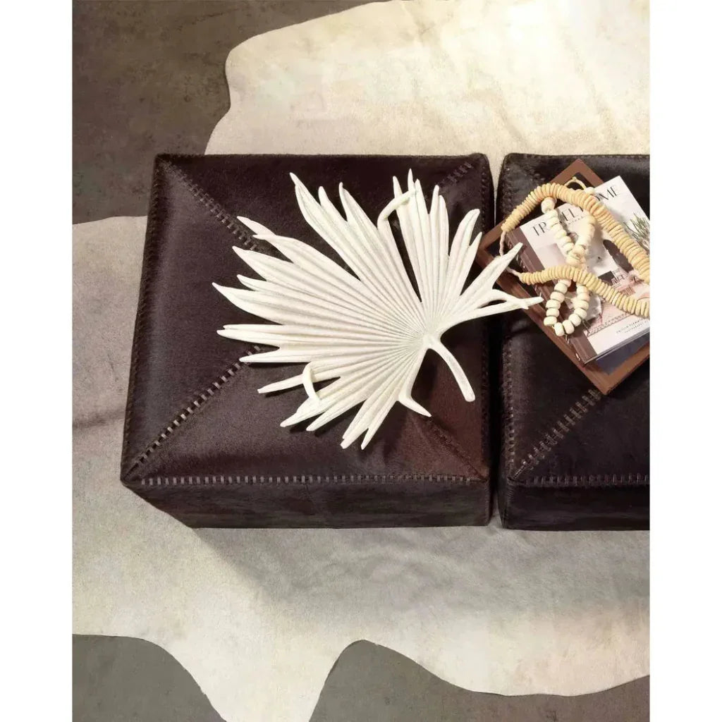 Coastal Style White Polyresin Island Leaf Object - LOOMLAN - Jamie Young - Statues & Sculptures