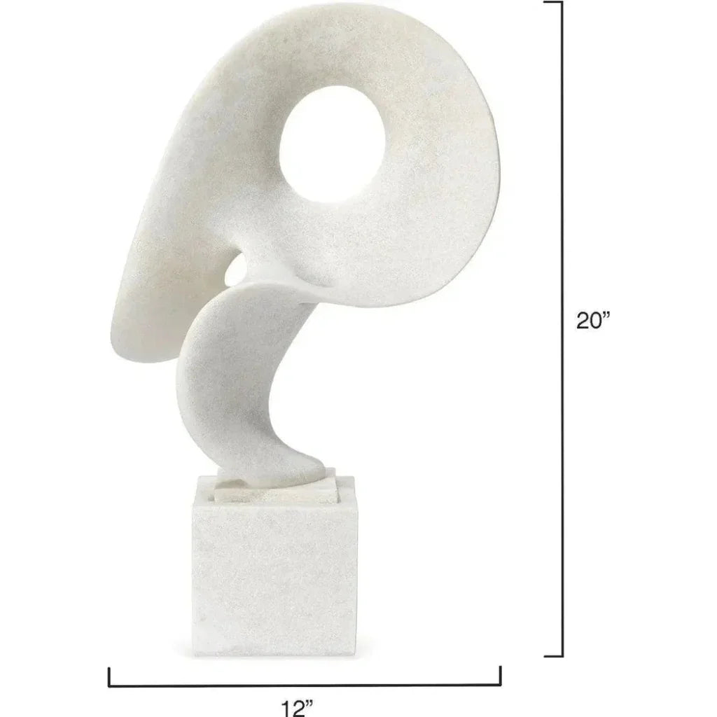 Coastal Style White Polyresin Obscure Object on Stand - LOOMLAN - Jamie Young - Statues & Sculptures