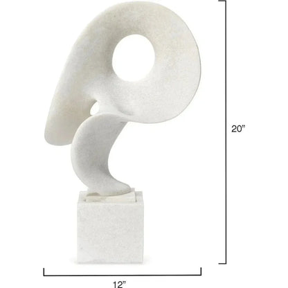 Coastal Style White Polyresin Obscure Object on Stand - LOOMLAN - Jamie Young - Statues & Sculptures