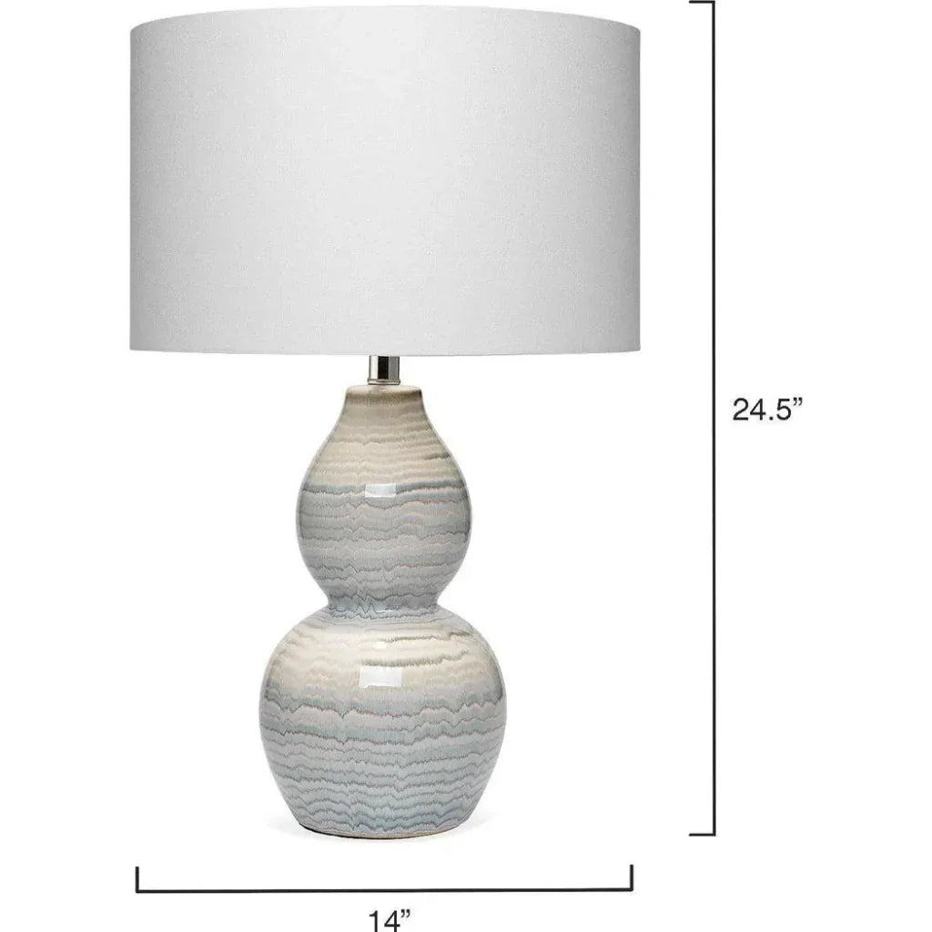 Coastal White/Blue Ceramic Catalina Wave Table Lamp - LOOMLAN - Jamie Young - Table Lamps