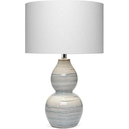 Coastal White/Blue Ceramic Catalina Wave Table Lamp - LOOMLAN - Jamie Young - Table Lamps