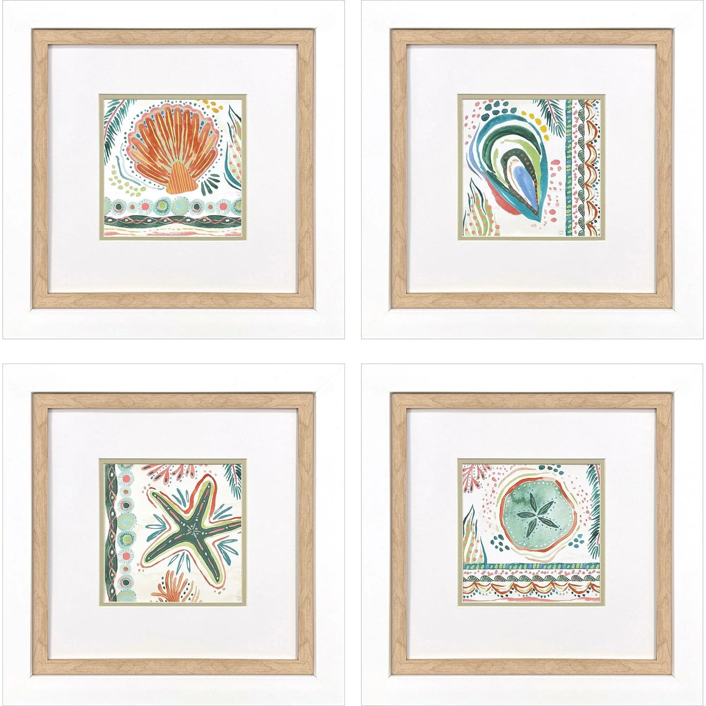 Coastline Green Canvas Art 4PC