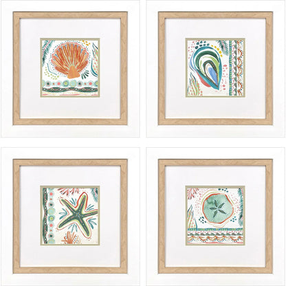 Coastline Green Canvas Art 4PC