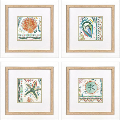 Coastline Green Framed Wall Art 4PC