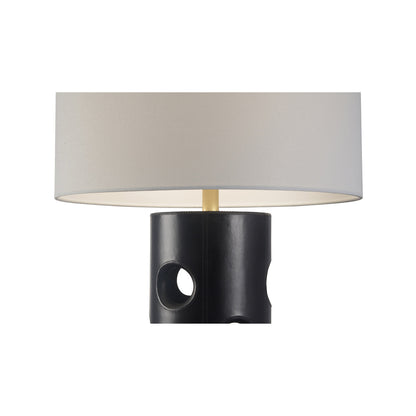 Cole Column Black Leather Table Lamp