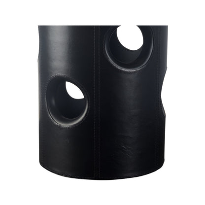 Cole Column Black Leather Table Lamp