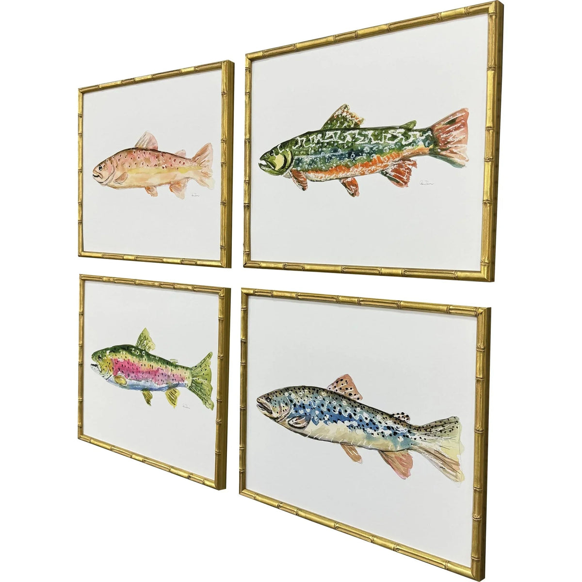 Colorful Trout Wood Framed Wall Art 4PC -- view 3