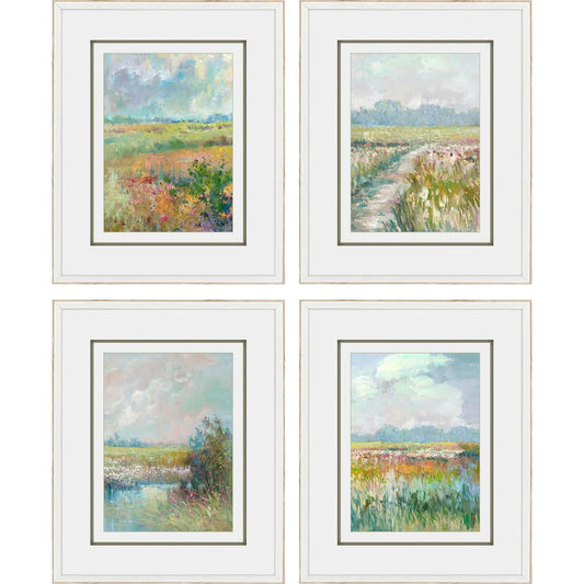 Colors of Spring Wood Frame Green Canvas Art 4PC