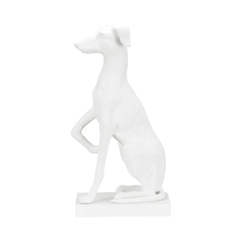 Composite Made White Greyhound Sculpture - LOOMLAN - Chelsea House - Statues & Sculptures