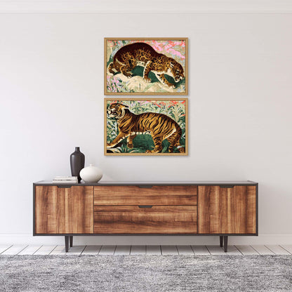 Concrete Jungle Cats Wood Frame Multi Canvas Art 2PC
