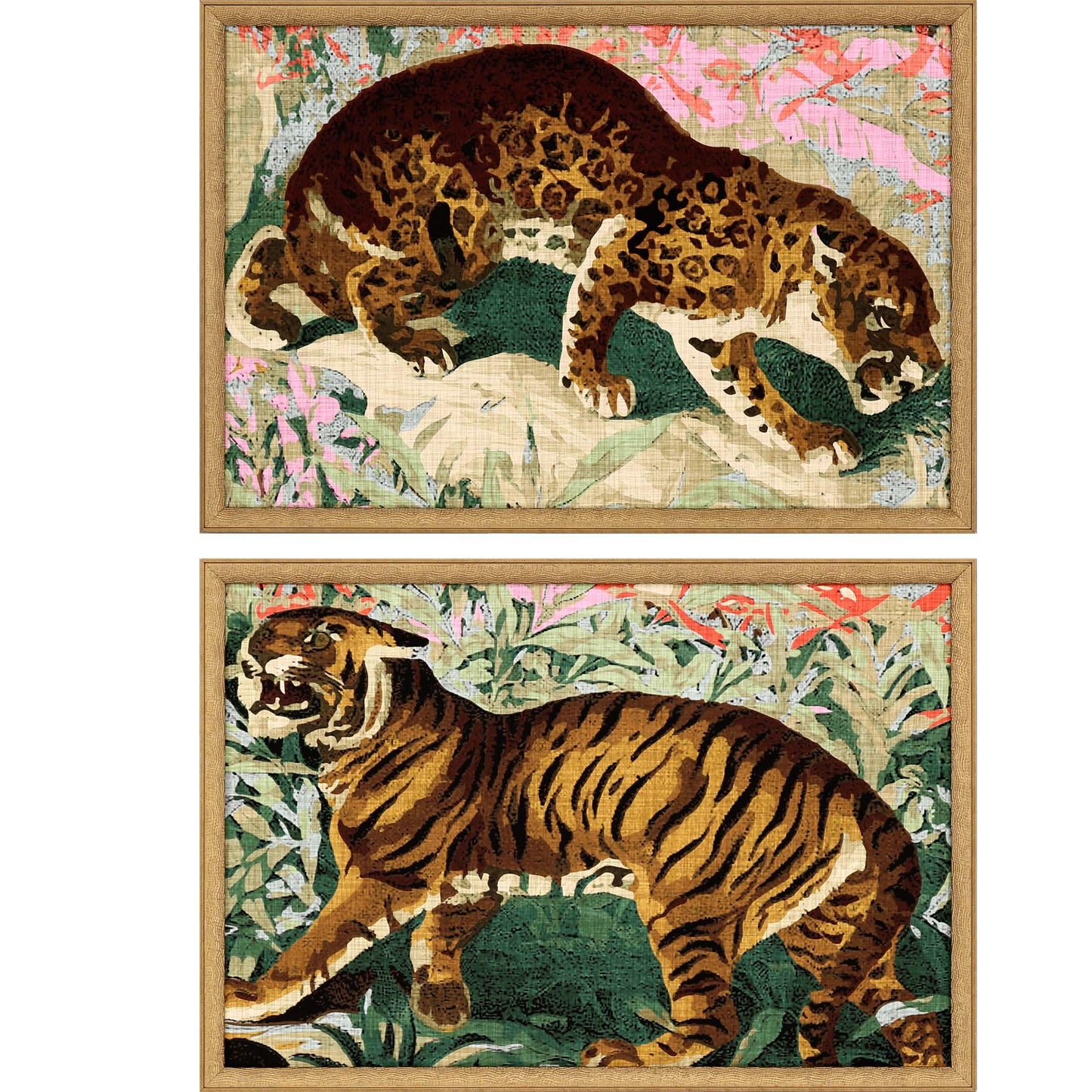 Concrete Jungle Cats Wood Frame Multi Canvas Art 2PC