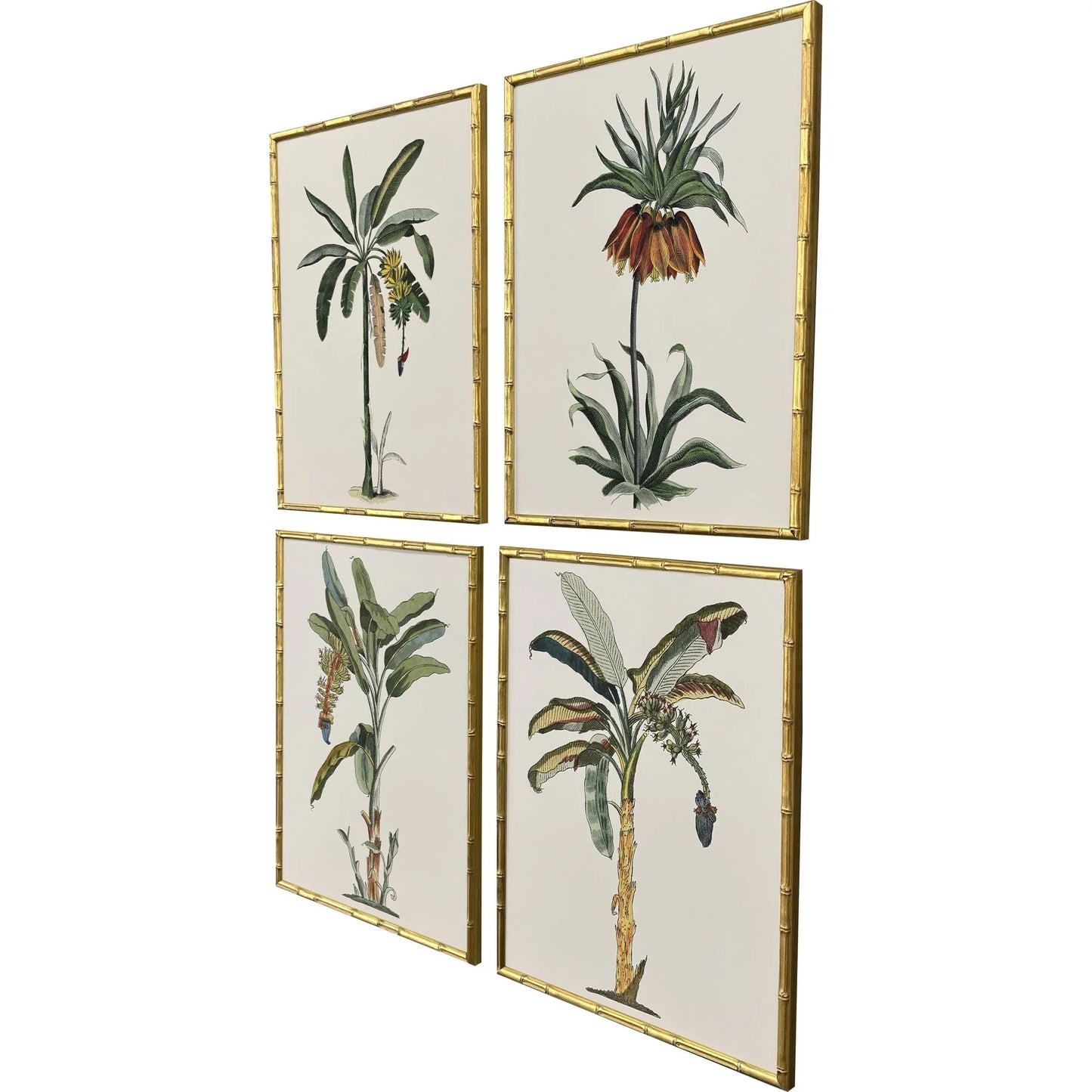 Contemporary Palm I Wood Frame Canvas Art 4PC