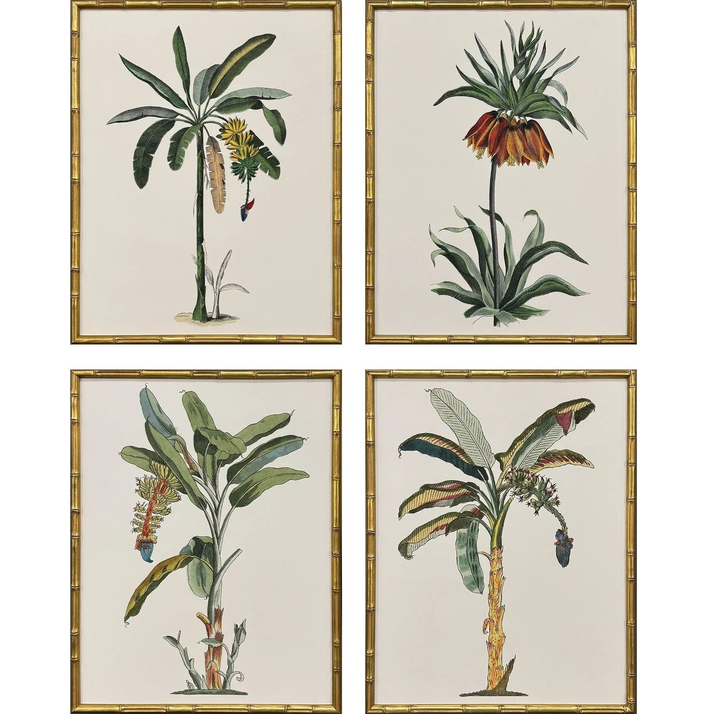 Contemporary Palm I Wood Frame Canvas Art 4PC