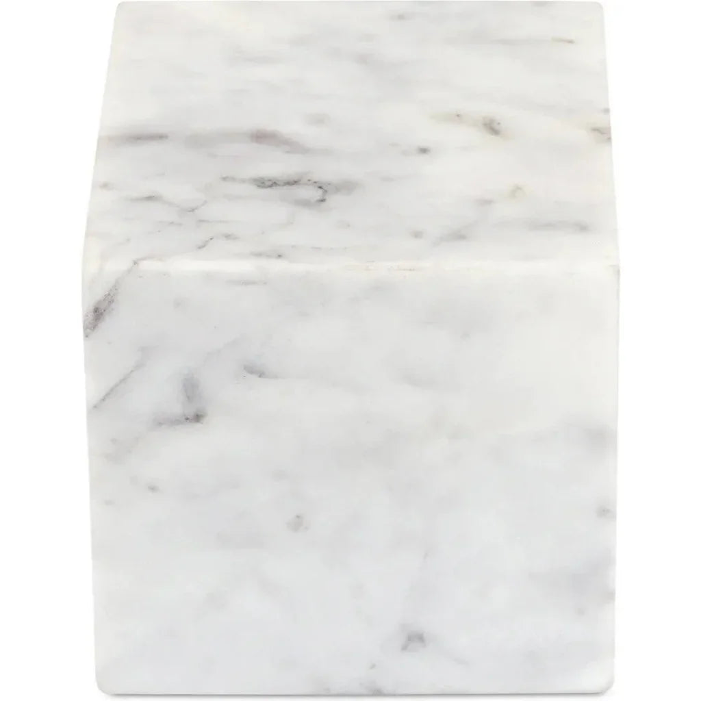 Cora Cube White Marble Tabletop Accent - LOOMLAN - Moe's Home - Statues & Sculptures