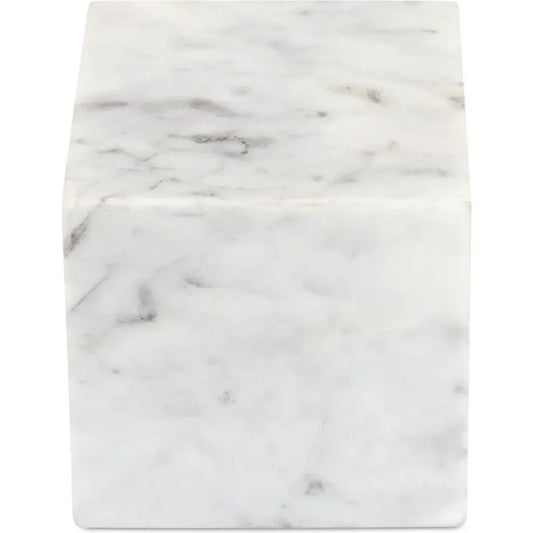 Cora Cube White Marble Tabletop Accent - LOOMLAN - Moe's Home - Statues & Sculptures