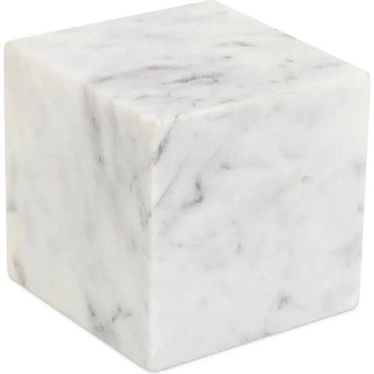 Cora Cube White Marble Tabletop Accent - LOOMLAN - Moe's Home - Statues & Sculptures