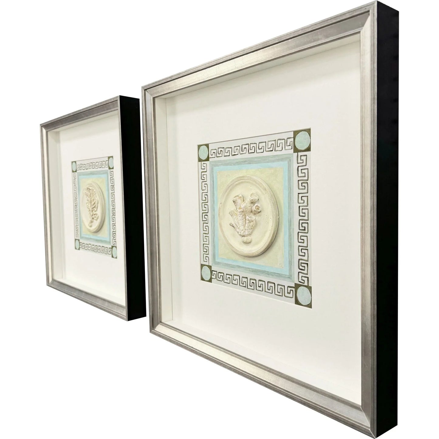 Coral Circles II Wood Frame Beige Canvas Art 2PC