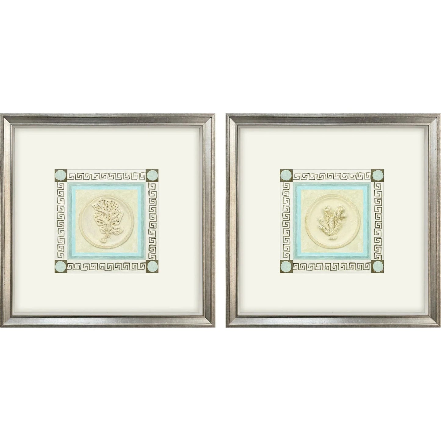 Coral Circles II Wood Frame Beige Canvas Art 2PC