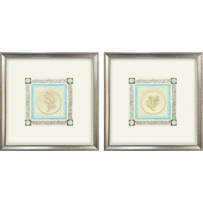 Coral Circles II Wood Frame Beige Canvas Art 2PC