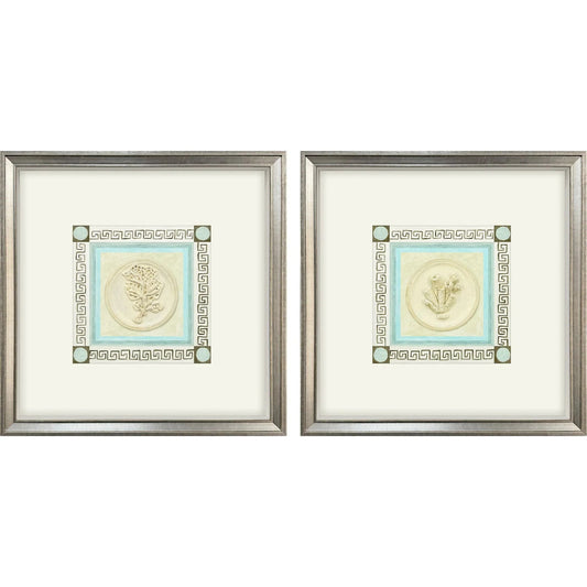 Coral Circles II Wood Frame Beige Canvas Art 2PC