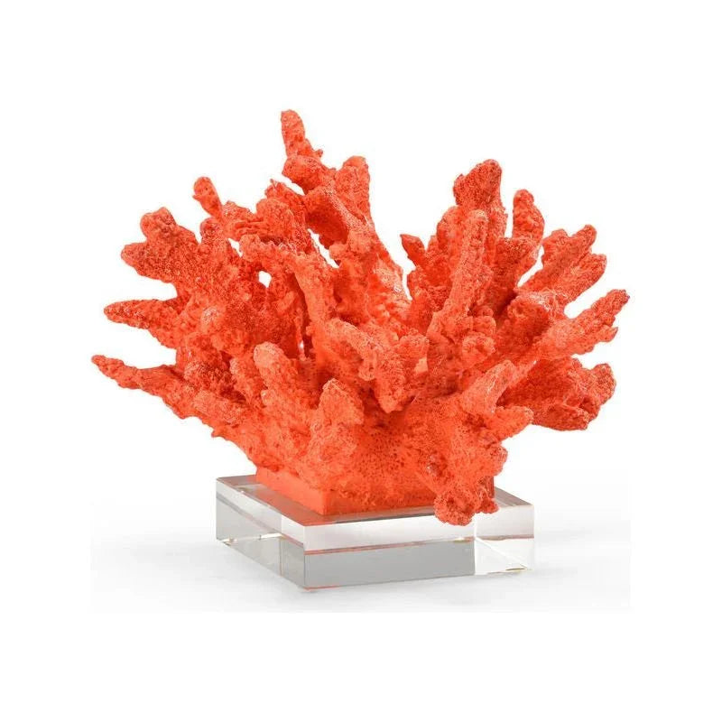 Coral Red Faux Crystal Base Sculpture - LOOMLAN - Wildwood - Statues & Sculptures