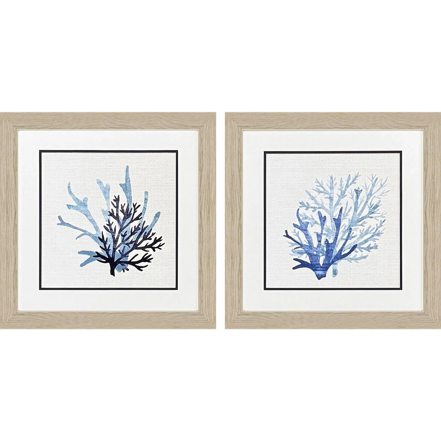 Coral Shades Blue Canvas Art 2PC