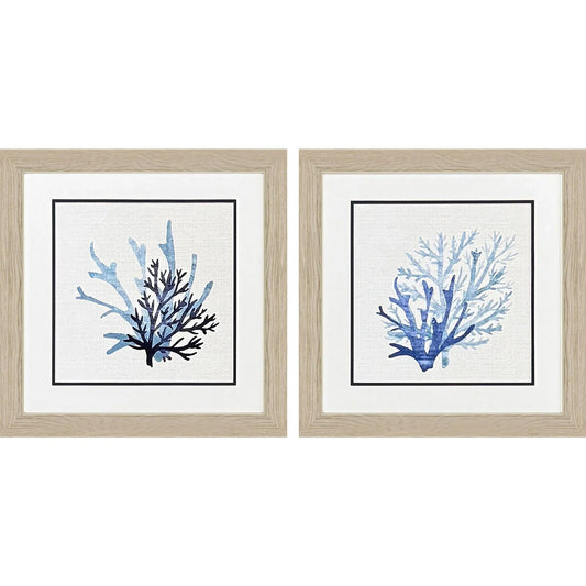 Coral Shades Blue Framed Wall Art 2PC