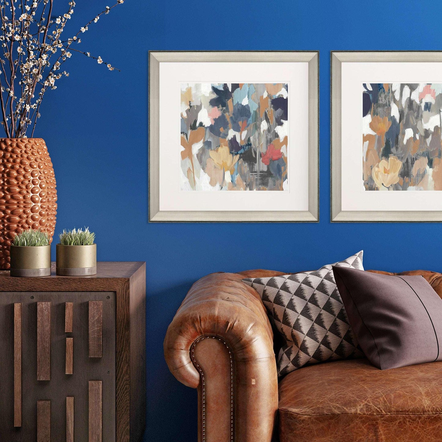 Corner Flower Stand Blue Canvas Art