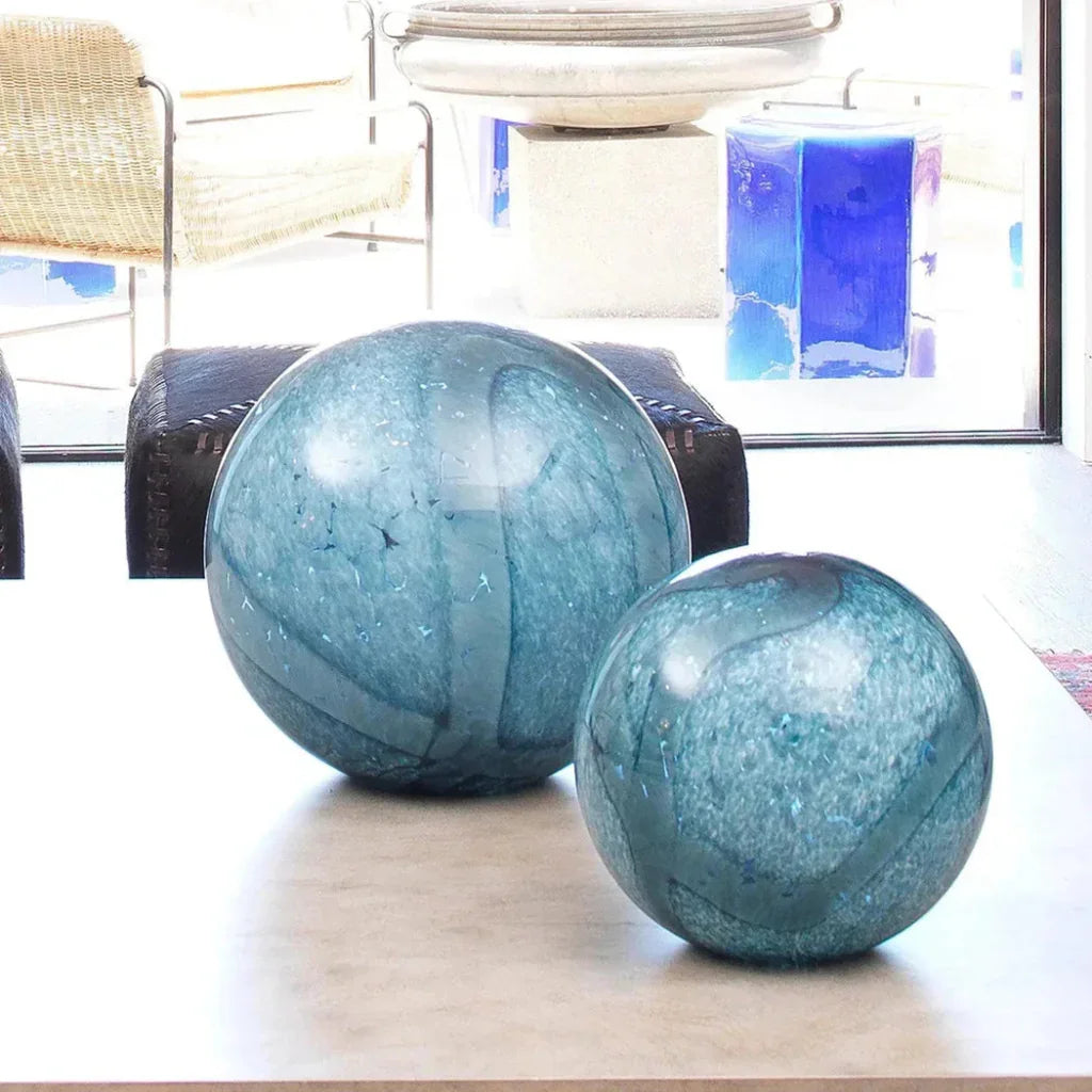 Cosmos Hand Blow Glass Balls (Set of 2) - LOOMLAN - Jamie Young - Statues & Sculptures