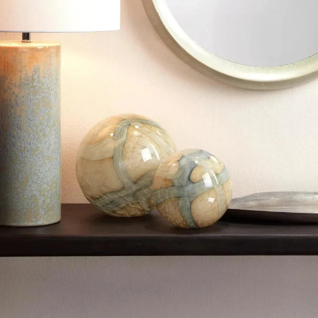 Cosmos Hand Blow Glass Balls (Set of 2) - LOOMLAN - Jamie Young - Statues & Sculptures
