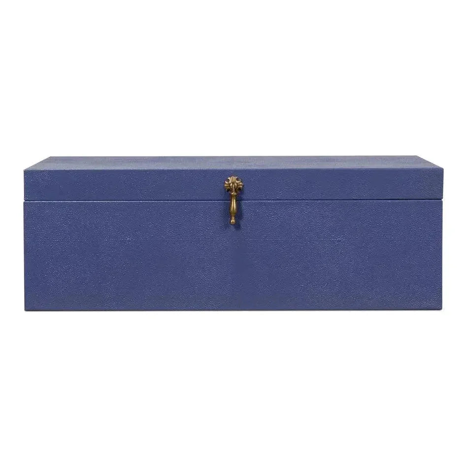 Cosmos Leather & Mdf Blue Nesting Boxes Set of 3 - LOOMLAN - Sarreid - Boxes & Bowls