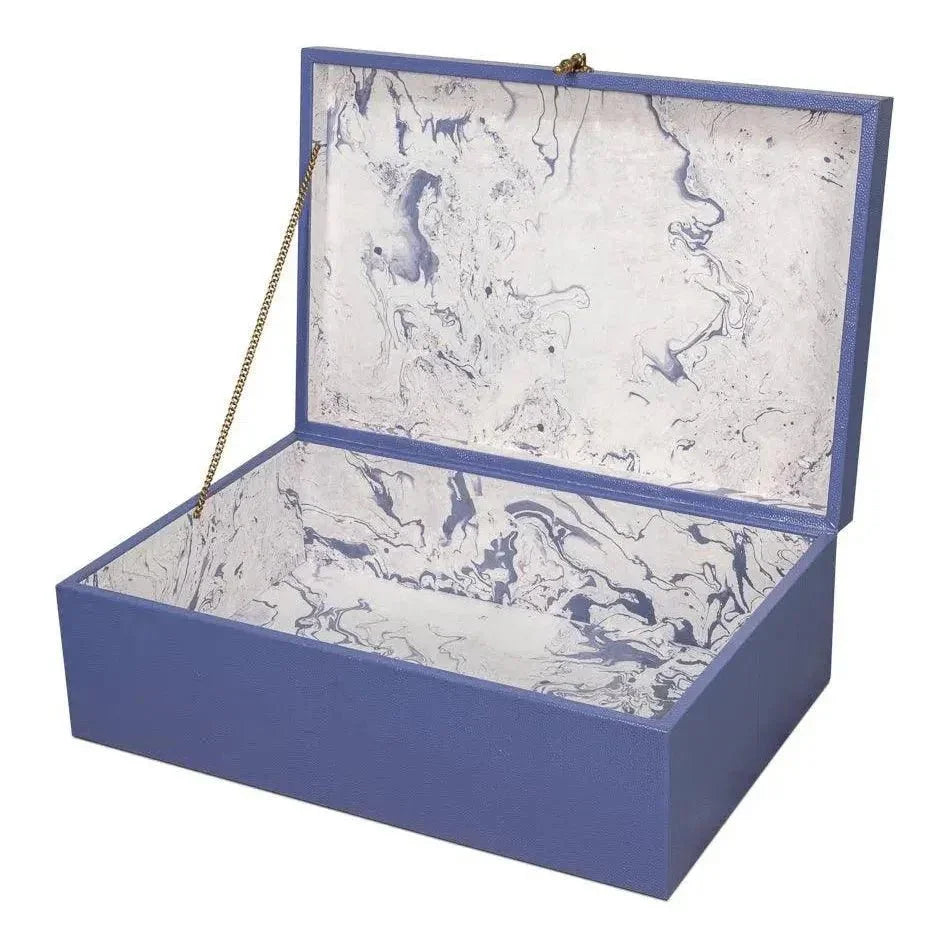 Cosmos Leather & Mdf Blue Nesting Boxes Set of 3 - LOOMLAN - Sarreid - Boxes & Bowls