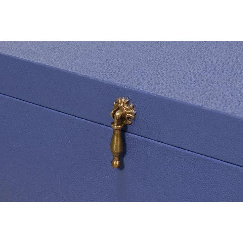 Cosmos Leather & Mdf Blue Nesting Boxes Set of 3 - LOOMLAN - Sarreid - Boxes & Bowls