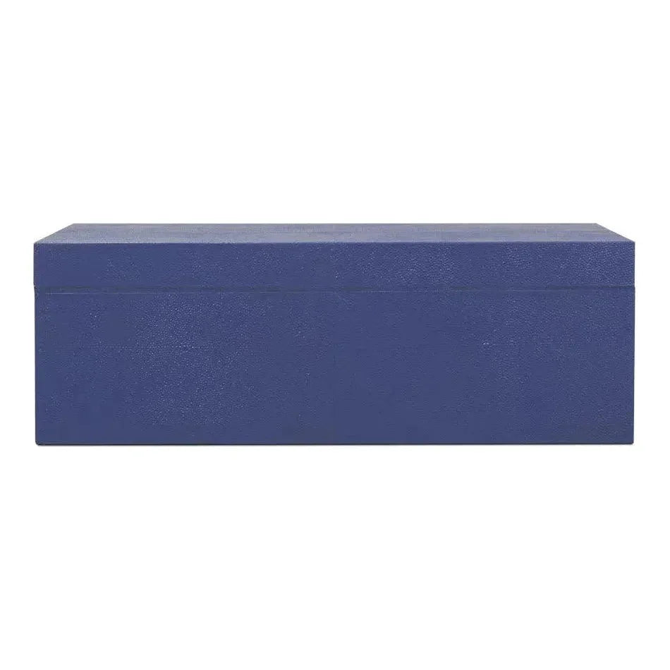 Cosmos Leather & Mdf Blue Nesting Boxes Set of 3 - LOOMLAN - Sarreid - Boxes & Bowls