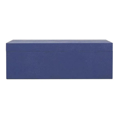 Cosmos Leather & Mdf Blue Nesting Boxes Set of 3 - LOOMLAN - Sarreid - Boxes & Bowls