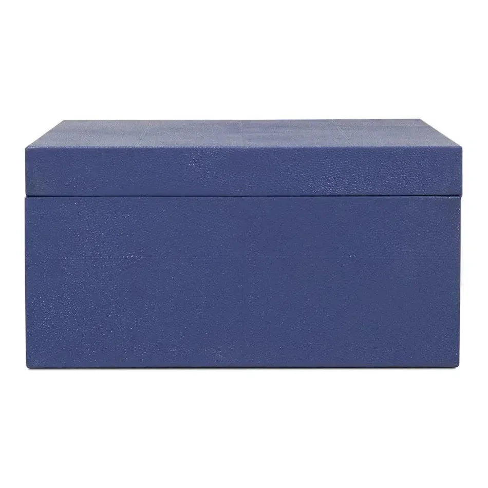 Cosmos Leather & Mdf Blue Nesting Boxes Set of 3 - LOOMLAN - Sarreid - Boxes & Bowls