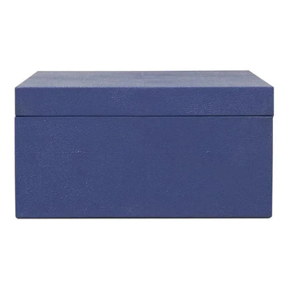 Cosmos Leather & Mdf Blue Nesting Boxes Set of 3 - LOOMLAN - Sarreid - Boxes & Bowls