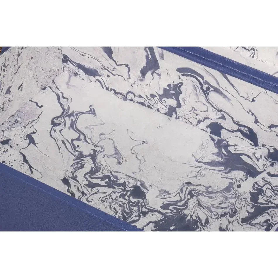 Cosmos Leather & Mdf Blue Nesting Boxes Set of 3 - LOOMLAN - Sarreid - Boxes & Bowls