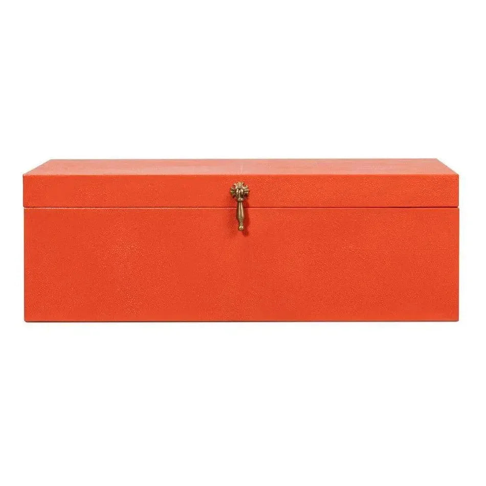 Cosmos Leather & Mdf Orange Nesting Boxes Set of 3 - LOOMLAN - Sarreid - Boxes & Bowls